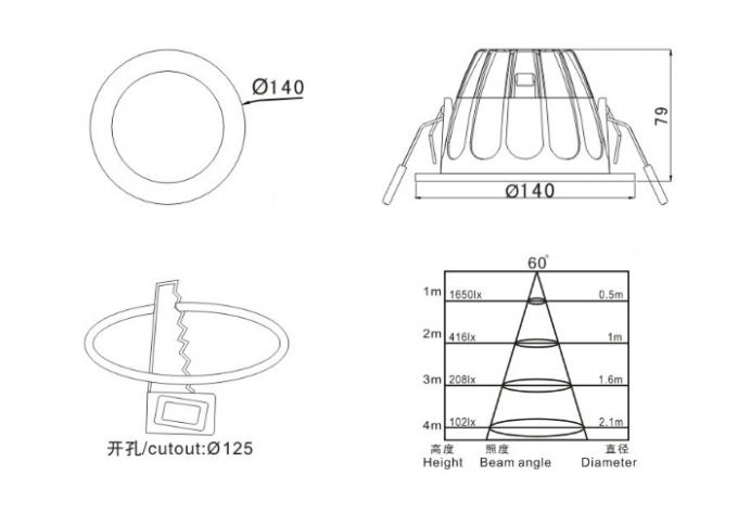 Cold White Small 10W Led Downlights / Bathroom Ceiling Downlights 120 Degree